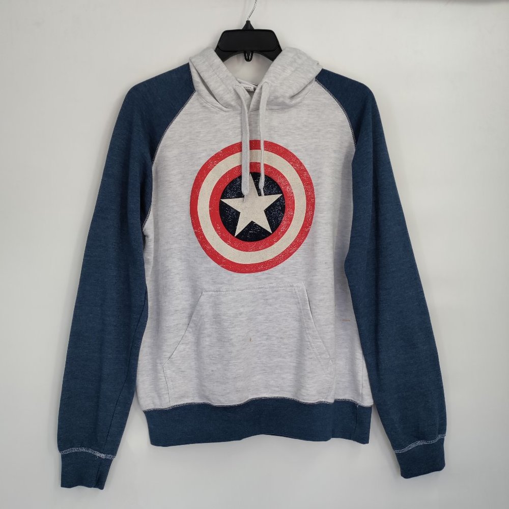 Marvel Captain America Hoodie Universal Studio Gray/Blue Large